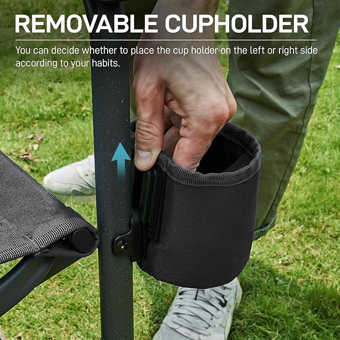 EVER ADVANCED Heavy Duty Rocking Camping Chair Black Supports 400 LBS Quick Set Foldable Portable Outdoor Patio Sports Game Balcony Adult 17 lbs 25 x 25 x 38 inches