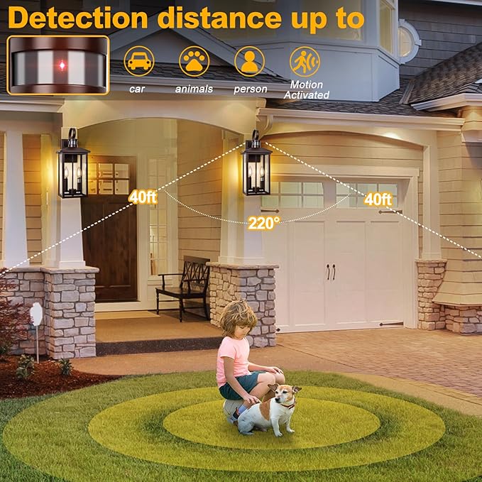 Large Exterior Sconce Motion Sensor 18 Bronze Dusk to Dawn Exterior Light 2-Light Brown Outdoor Light Fixture Aluminum Outdoor Dusk to Dawn Light with E12 Socket for Porch House Door Garage