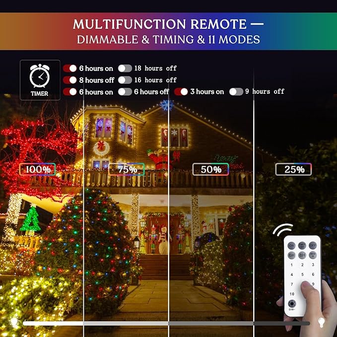 JMEXSUSS 360 LED Net Christmas Lights 12ft x 5ft Warm White &amp Multicolor 11 Modes Bush Lights Waterproof Connectable for Christmas Patio Garden Indoor Outdoor
