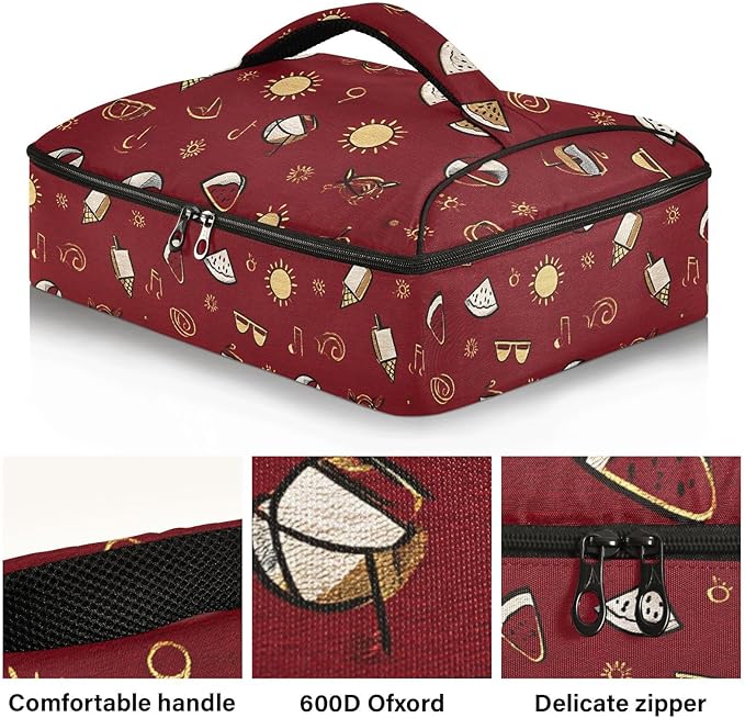 Casserole Carrier Sun and Beach Ball ArtInsulated Casserole Carrier for Hot or Cold Food Thermal Lunch Tote for Potluck Parties Picnic Beach Fits 9 x 13 Inches Baking Dish