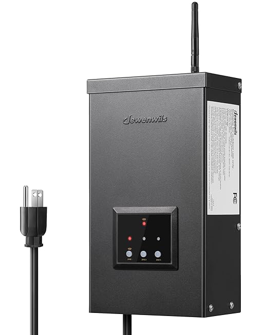 DEWENWILS Smart Low Voltage Landscape Transformer 300W 3 Independent Outputs 120V AC to 12V/14V AC Landscape Lighting Transformer with Schedule &amp Timer Compatible with Alexa &amp Google Assis