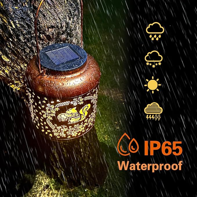 Squirrel Solar Lanterns Outdoor Waterproof Hanging Solar Lights Squirrel Gifts for Women Men Metal Decorative LED Lanterns for YardPatioLawnTabletopPathwayLandscapeGarden Decor