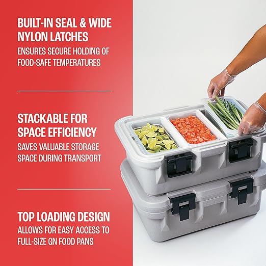 Cambro Insulated Food Pan Carrier - 6 Inch Deep Hotbox and Food Warmer for Catering &amp Transport - Top Load S-Series (Gray)