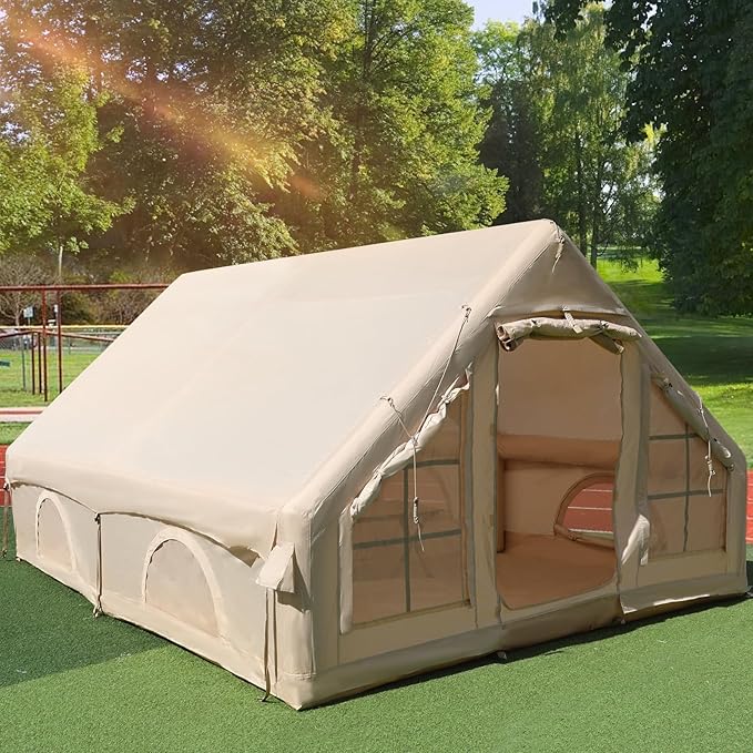 Inflatable Tents for Camping 4-6 Person with Hand Pump Quick Setup Inflatable Blow Up Tent House 4 Season Waterproof Windproof Large Air Tent for Camping