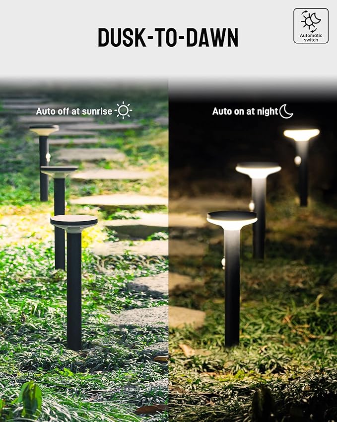 Yoolax Solar Pathway Lights Outdoor Motion Sensor Landscape Lights 2 Pack Waterproof Dusk to Dawn Path Lights for Garden Patio Yard Driveway (Black)