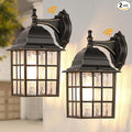 Black Dusk to Dawn Outdoor Lights for House with Gold Rim Sensor Exterior Lighting Fixtures Wall Mount Waterproof Porch Lights Wall Lantern Lamp Outside Sconce for Front Door Garage 2 Pack