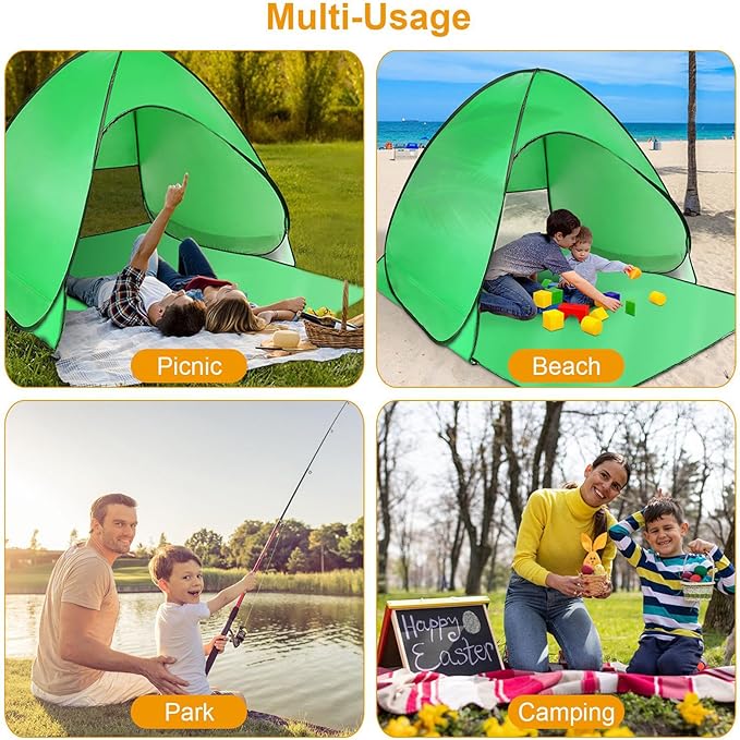 Pop Up Beach Tent Anti UV Automatic Sun Shelter Umbrella Portable Sun Shade Shelter for 2-3 People Outdoor Instant Pop Up Beach Shade Tent with Carrying Bag