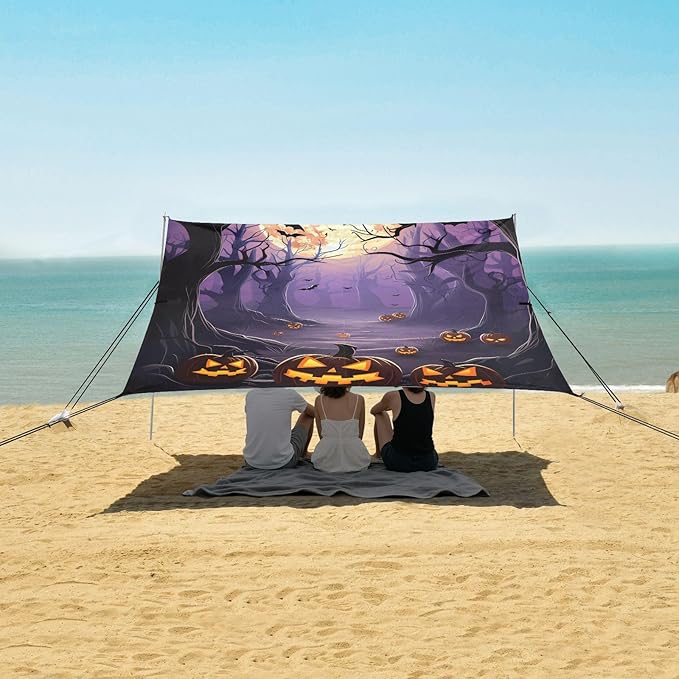 Beach Tent Sun Shelter Halloween Weird Tree Stump Lightweight &amp Easy Setup Beach Shade Canopy for Camping Fishing