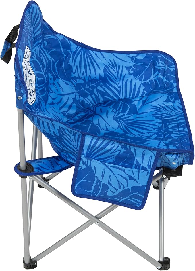 Tommy Bahama Go Everywhere 2-Pack Outdoor Folding Moon Chairs with Storage Pouch and Carry Bag Lightweight Portable Camping Chairs Supports up to 200 lbs. Blue
