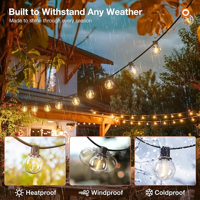 addlon 200FT Outdoor String Lights G40 with Remote Control Dimmable Patio Globe LED 108 Bulbs Waterproof Shatterproof Hanging Outside Lighting for Backyard Garden Deck Balcony Porch Café Bristo