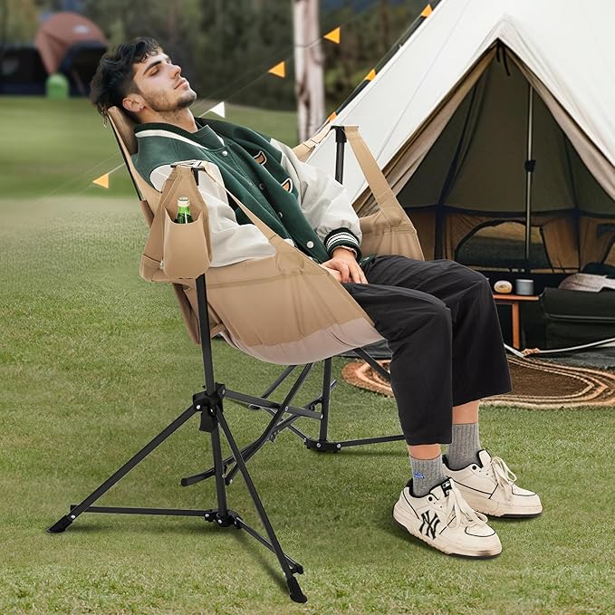 LET'S CAMP Hammock Camping Chair Lightweight Portable Outdoor Chair for Camping and Hiking Supports 300lbs Khaki