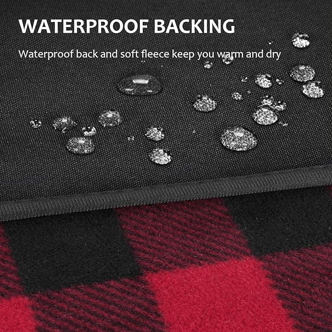 Tirrinia Large Waterproof Outdoor Blanket Soft Warm Windproof Stadium Blanket with Sherpa Fleece and Foldable for Outdoor Sport Baseball Football Beach Concerts Car