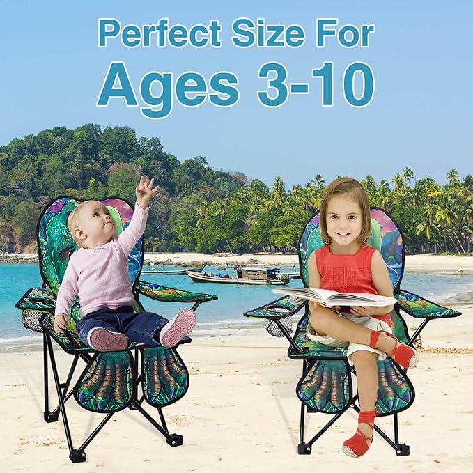 KABOER Kids Outdoor Folding Lawn and Camping Chair with Cup Holder and Carrying Bag Children's Camping Chairs