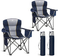 LET'S CAMP Folding Camping Chair Oversized Heavy Duty Padded Outdoor Chair with Cup Holder Storage and Cooler Bag 450 LBS Weight Capacity Thicken 600D Oxford2 Pack