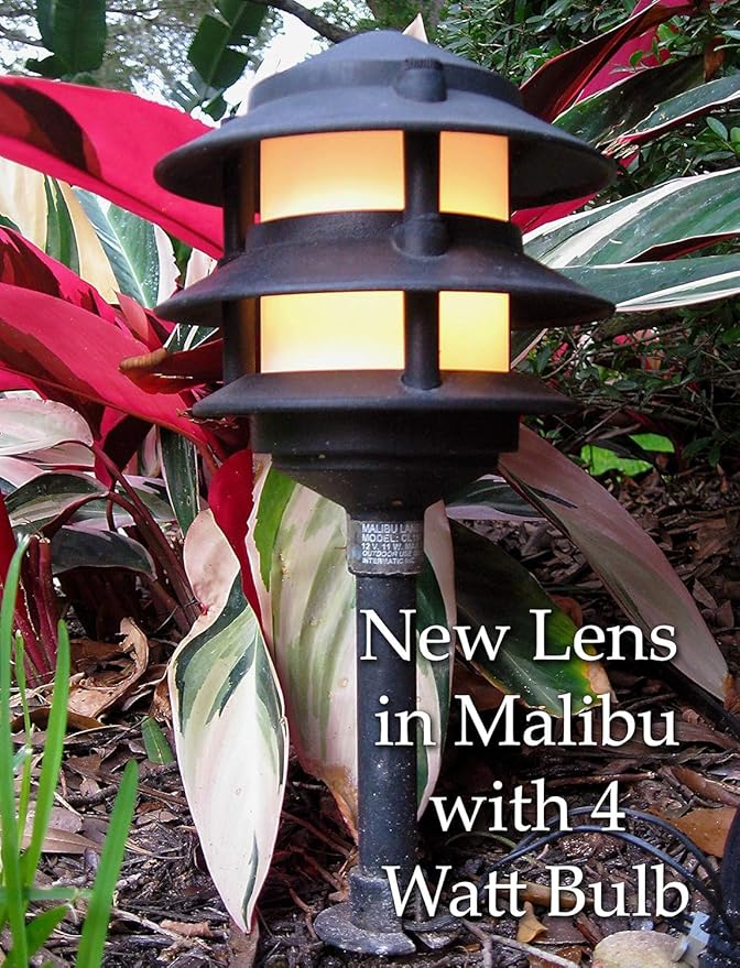 Frosted Plastic Lens Globe for 3 Tier Metal Low Voltage Path Lights compatible replacement with Malibu Landscape Lighting Hampton Bay Paradise Cast Aluminum Pagoda and more. 3 Pack