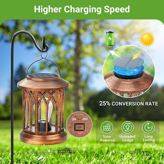 WdtPro Solar Lanterns Outdoor Hanging 4 Pack Upgraded Bright Solar Lantern Lights Outdoor Waterproof Solar Powered Lantern Over 12Hrs for Outside Garden Yard Patio Decor (Copper)