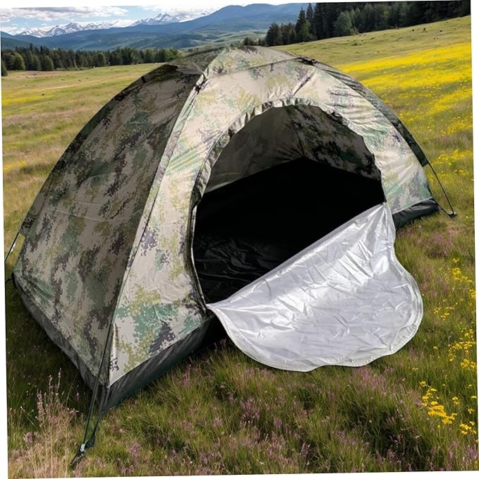 Camouflage Tent 79x39x39 Portable Lightweight Ventilated Waterproof One Man Beach Tent Outdoor for Hiking Camping