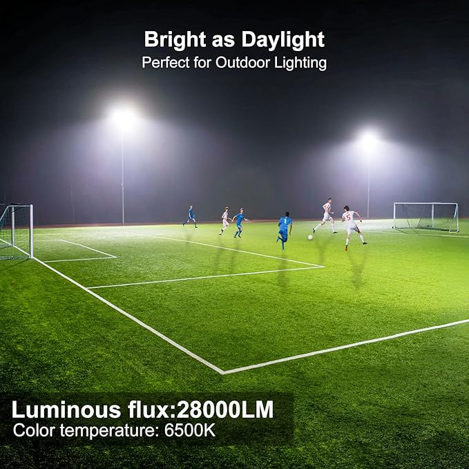 200W LED Flood Light Outdoor 28000LM Stadium Lights Outdoor LED 6500K Parking Lot Light IP67 Waterproof Street Lights Adjustable Angle Arena Lighting for Garden Court