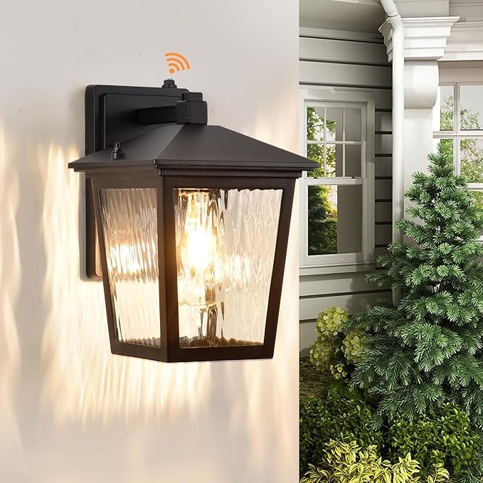 Dusk to Dawn Outdoor Wall Lantern Exterior Wall Sconce Light Fixture with E26 Base Black Waterproof Wall Mount Light Outdoor Lantern for Porch