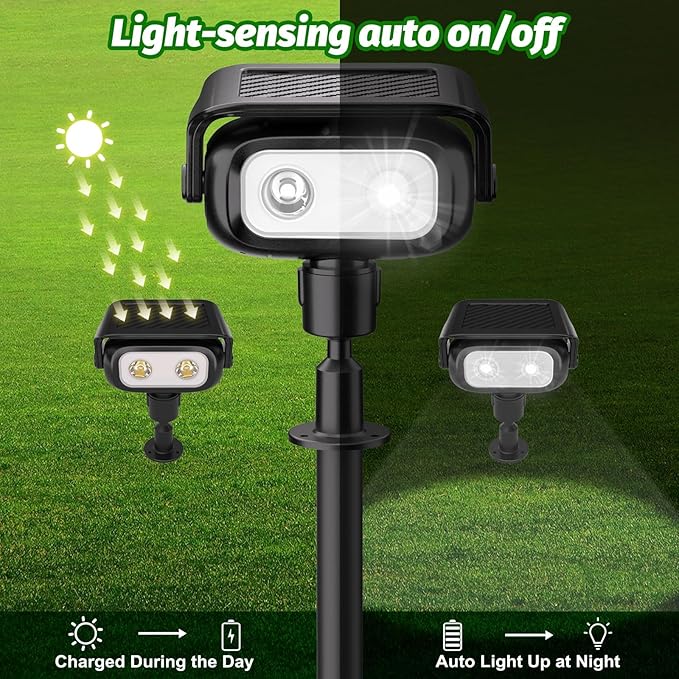 Nreonrick Solar Spot Lights 360° Adjustable Solar Lights Outdoor IP65 Waterproof with 2-in-1 Solar Powered Spotlights for Landscape Lighting for Garden Yard Pathway (Cool White 4 Pack)