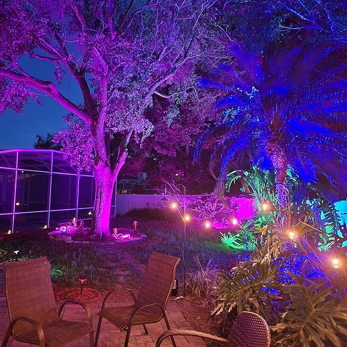 LED Flood Light Outdoor 800W Equivalent Bluetooth Smart Color Changing RGB Spot Light DIY-Scene+RGB+2700K Warm White APP &amp Group Control &amp Timing IP66 Waterproof 4Pack
