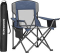 SONGMICS Camping Chair Folding Oversized Chair Comfortable and Heavy-Duty 352 lb Weight Capacity Adjustable Armrests with Cooler Bag Storage Bag Breathable Mesh Bijou Blue UGCB060Q01