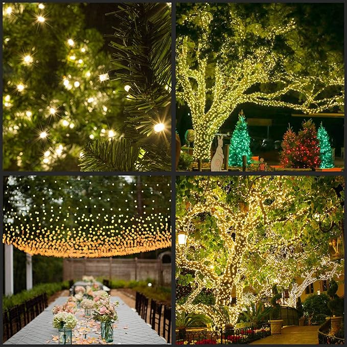 YULETIME Warm White 5MM LED Christmas Lights 50 ft 100 Count 6 Spacing One-Piece High Waterproof Wide Angle UL Certified String Light (6“ Warm White - Green Wire)