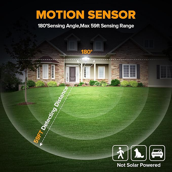 LUTEC 74W 8000 Lumen Motion Sensor Outdoor Lights 5000K Daylight IP65 Waterproof Flood Lights Outdoor with Night Light Dusk to Dawn Motion Detector LED Security Light for Outside Garage Yard-White