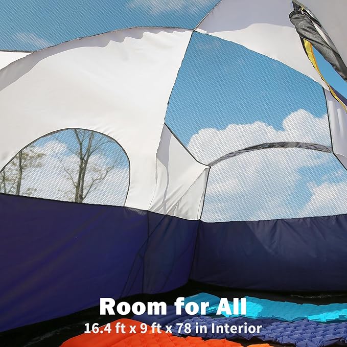 EchoSmile 10/12 Person Camping Tent Waterproof Windproof Tent with Rainfly Easy Set up for Outdoor Family Camping Party