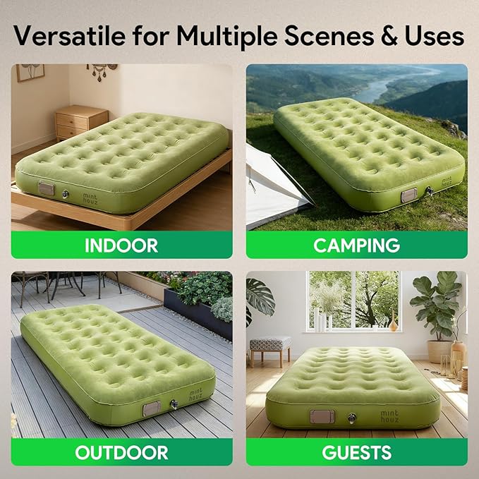 Minthouz Self Inflating Sleeping Pad with Electric Pump One-Click Inflate/Deflate 1-2 Mins 9.8 Ultra-Thick Camping Sleeping Pad for Car Travel Tent