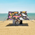 ALAZA Halloween Ghosts Mushrooms Beach Tent Sun Shelter UPF50+ Protection Beach Shade Canopy w/ 4 Sandbags for Outdoor Camping Fishing Backyard Fun Picnic 10x9 ft