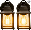 Outdoor Light Fixture Matte Black Front Porch Lamps with Glass Shades 8.7IN Exterior Waterproof Wall Mount Lantern with E26 Sockets Outside Lights for House Garage Doorway Patio 2Pack