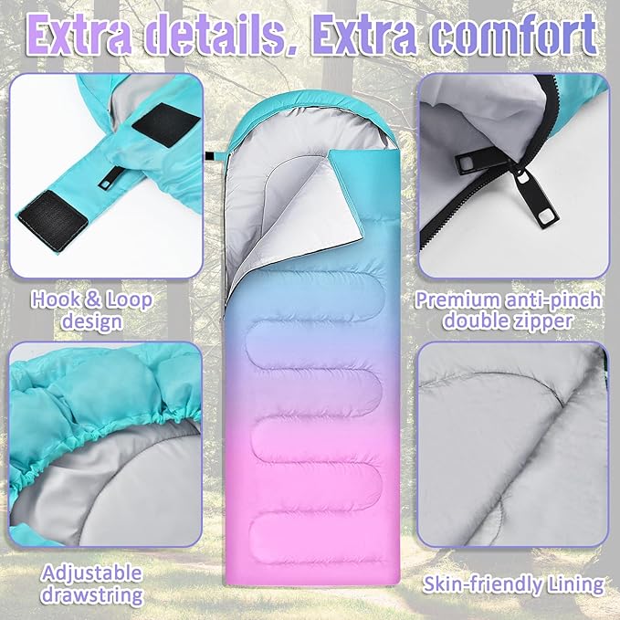 Sleeping Bags for Adults 3 Seasons Warm &amp Cold Weather Waterproof Lightweight Backpacking Camping Sleeping Bag for Indoor Outdoor Camping Hiking Traveling Camping Gear Equipment