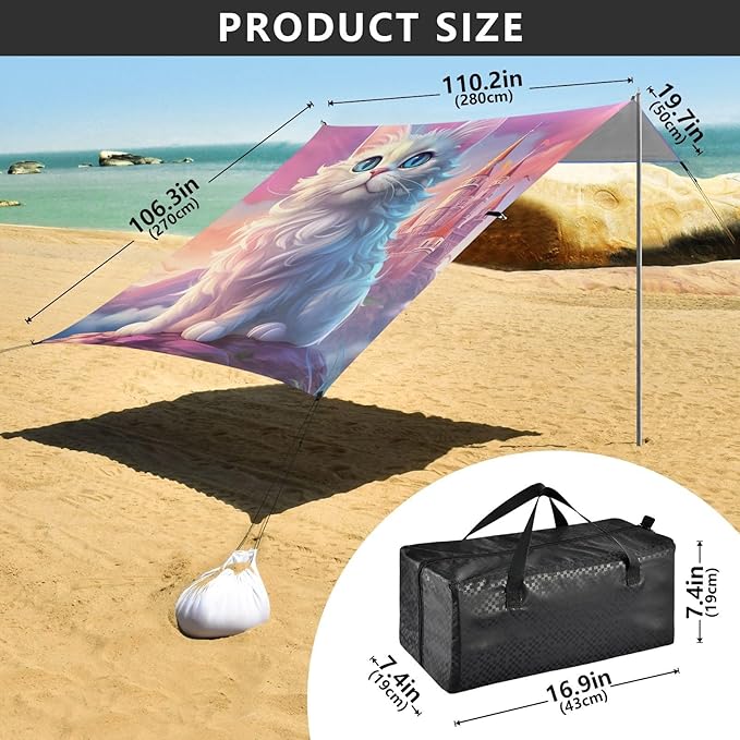 Beach Tent Sun Shelter Cat Pink Castle Lightweight &amp Easy Setup Beach Shade Canopy for Camping Fishing