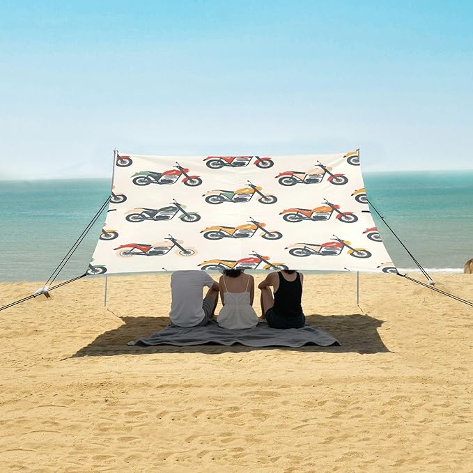 Beach Tent Sun Shelter Modern Motorcycles Lightweight &amp Easy Setup Beach Shade Canopy for Camping Fishing