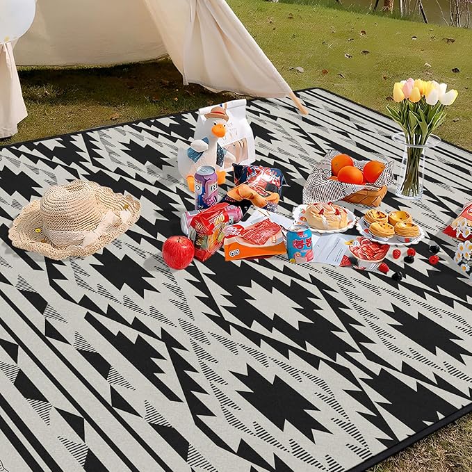 Boho Picnic Blankets Waterproof Foldable 80″X80″ Tribal Large Picnic Mat Outdoor Blanket for Grass Thick Beach Blanket Sandproof Picnic Accessories for Camping Party Park Patio Hiking