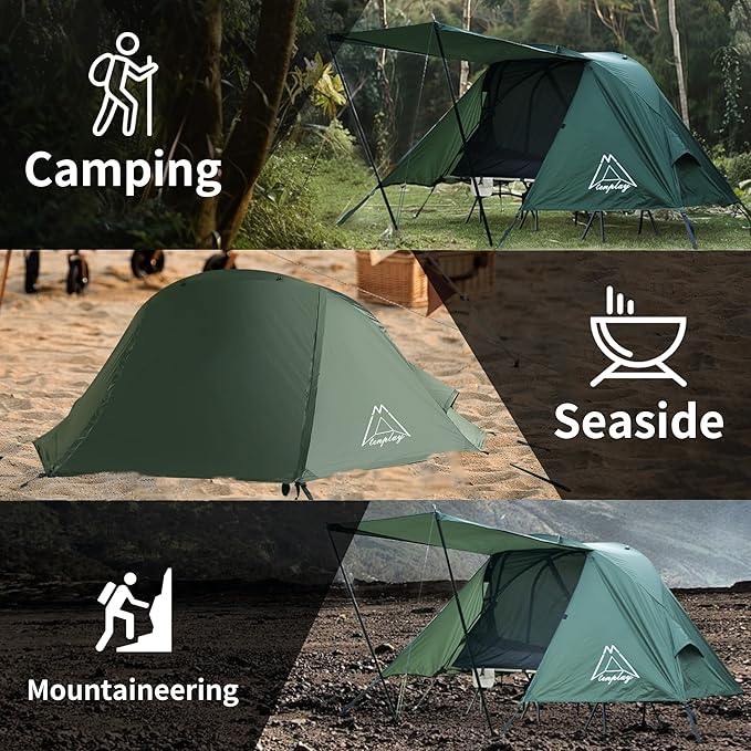 TENPLAY Cot TentCamping TentBackpacking Tent3 Way TentSolo Tent1 PersonQuick Setup70D Nylonpu5000mmUV Cut7001 AluminiumUltralightCompactOuterdoorHikingTravelMountaineering