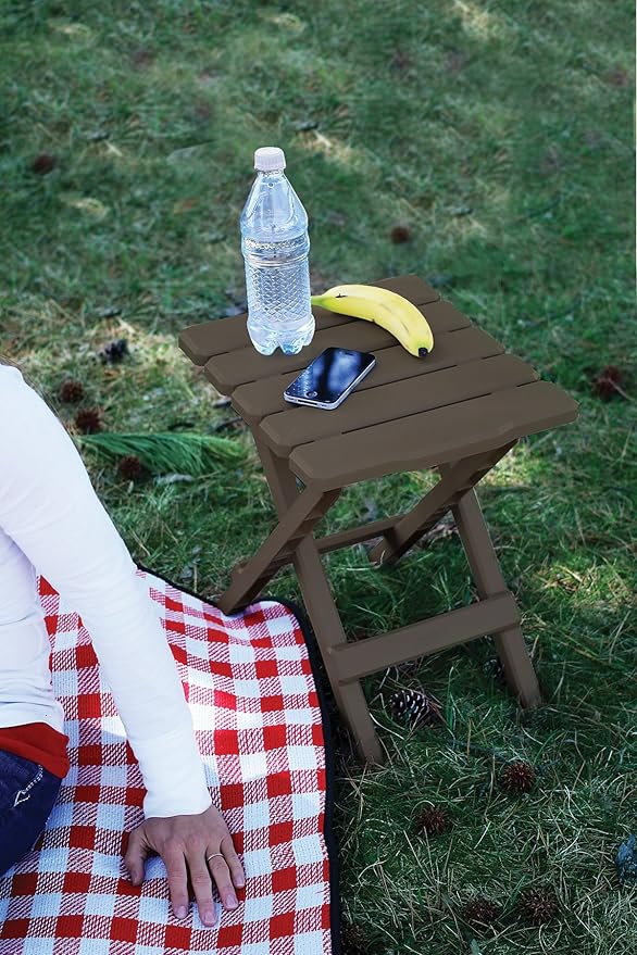 Camco Small Quick-Folding Adirondack Table Plastic Mocha