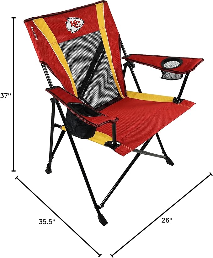 Kijaro Dual Lock Pro Sports Fan Folding Chair 26 L x 35.5 W x 37 H Kansas City Chiefs