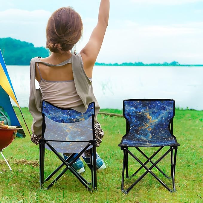 KLL Starry Sky A Shooting Star Passing by Portable Foldable Chairs Indoor Lightweight Camp Chair with Carrying Bag Outdoor Chair for Concert Indoor