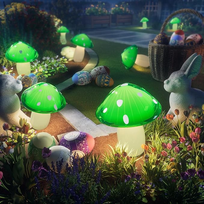 Solar Mushroom Lights Outdoor 9 Pack Garden Outdoor Decor 8 Lighting Modes IP65 Waterproof Crystal-Clear Fairy Decoration for Pathway/Yard/Flower Bed/Patio/Landscape/Backyard/Dwarf String 30 FT