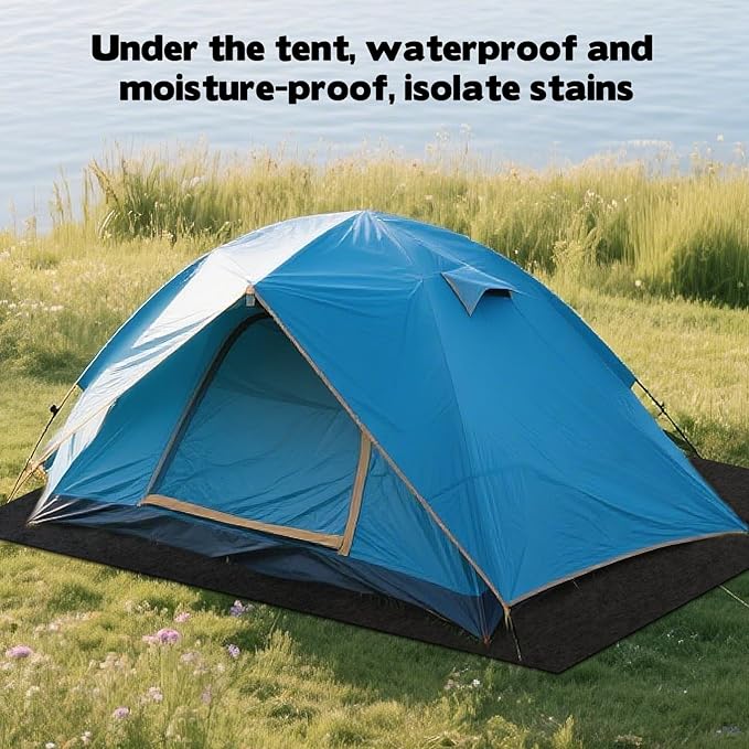 CIEOVO 6.23 X 5 Ft Camping Tent Carpet Mat Waterproof Rug for Tent Picnic Hiking Outdoor Survival Black