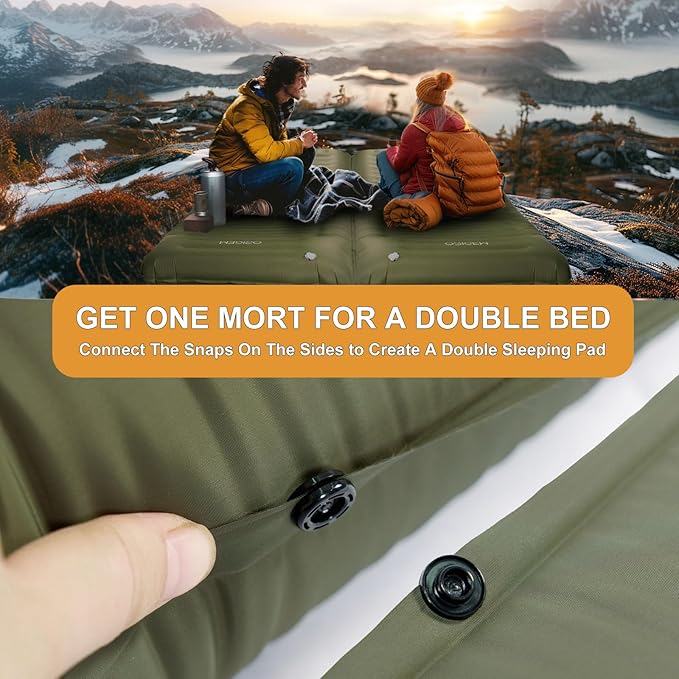 Origem Self Inflating Sleeping Pad for Camping 5.5 Inch Ultra-Thick Camping Mat with Built-in Pump Outdoor Ultralight Sleepinging Mat for Camping Tent Backpacking Hiking and Traveling(Green)