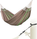LA SIESTA Flora Classic Cotton Hammock with TreeMount &amp Straps - Extra Large Patio &amp Indoor / Outdoor Hammock Bed 2 Person King Size Chocolate