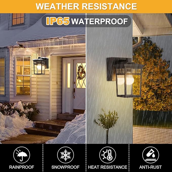 Porch Light with GFCI Outlet Built in Dusk to Dawn Outdoor Lighting with Outlet Waterproof Anti-Rust Alunmium Exterior Wall Mount Fixture Outside Light for House Garage Front Door Bulb Included