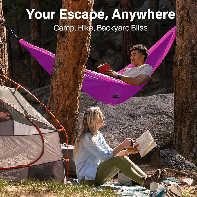 Kootek Camping Hammock Portable Hammocks with Tree Straps &amp Attached Carry Bag Camping Essentials Gear Perfect for Outside Indoor Hiking Beach Backpack Travel
