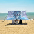 ALAZA Snow Wolf Beach Tent Sun Shelter UPF50+ Protection Beach Shade Canopy w/ 4 Sandbags for Outdoor Camping Fishing Backyard Fun Picnic 10x9 ft