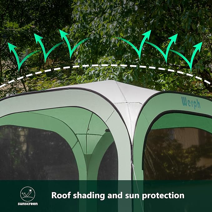 Pop Up TentPortable Canopy Tent with Mesh Mosquito Net Screen House Room Canopy Shade Screen 6 x 6 FT with Carry Bag for Patio Backyard Sports &amp Outdoors Activities Green
