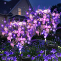 Solar Garden Lights Outdoor 2 Pack Purple Lavender Solar Butterfly Lights Gardening Gifts for WomenArtificial Flowers Light Purple Halloween Garden Decor for Patio Yard Lawn Christmas