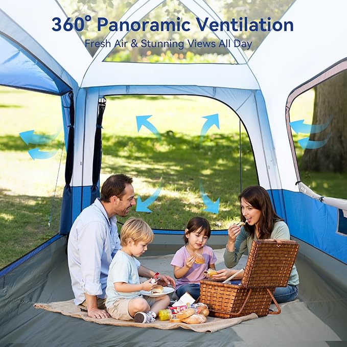 ABORON SUV Tent 4/6 Person Waterproof SUV Camping Tent Easy Setup Car Tent with Rainfly &amp Awning for Family Outdoor Adventures